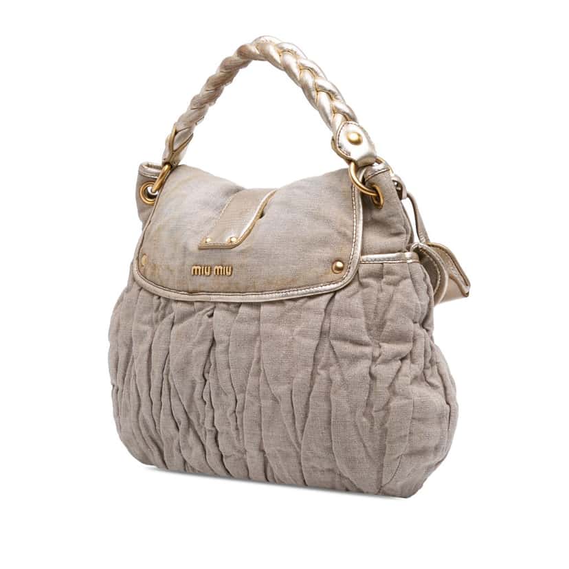 Miu Miu Matelasse Canvas Coffer Satchel Beige Good condition - Back View