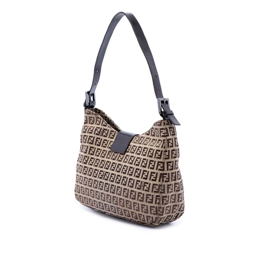 Fendi Zucchino Canvas Shoulder Bag Beige Very good condition - Back View