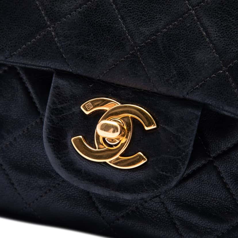 Chanel Small Classic Lambskin Double Flap Black Leather Very good condition - Box View