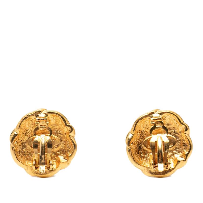 Chanel CC Gold Plated Resin Clip On Earrings Gold Metal Very good condition - Back View