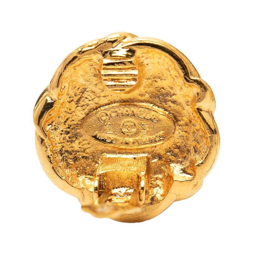 Chanel CC Gold Plated Resin Clip On Earrings Gold Metal Very good condition - Inside View