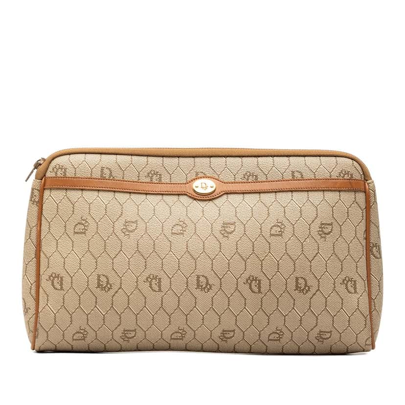 Dior Honeycomb Coated Canvas Clutch Beige Very good condition - Front View