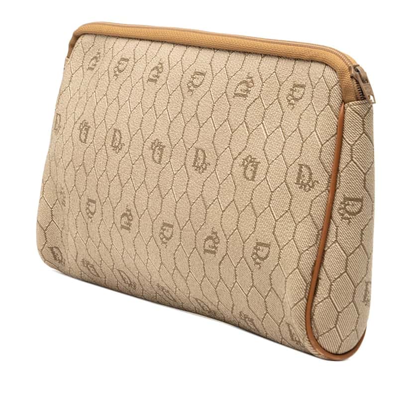 Dior Honeycomb Coated Canvas Clutch Beige Very good condition - Back View