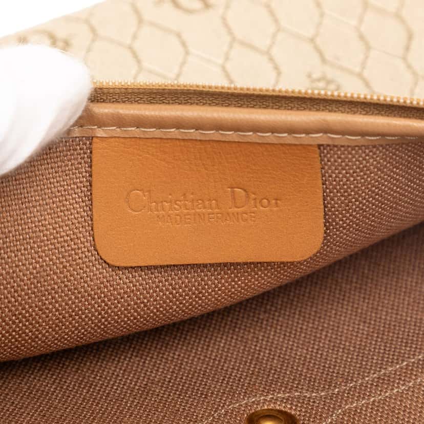 Dior Honeycomb Coated Canvas Clutch Beige Very good condition - Box View
