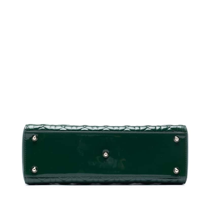 Dior Large Patent Cannage Lady Dior Green Leather Very good condition - Inside View