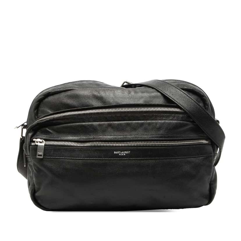 Saint Laurent Lambskin Sid Messenger Bag Black Leather Good condition - Front View