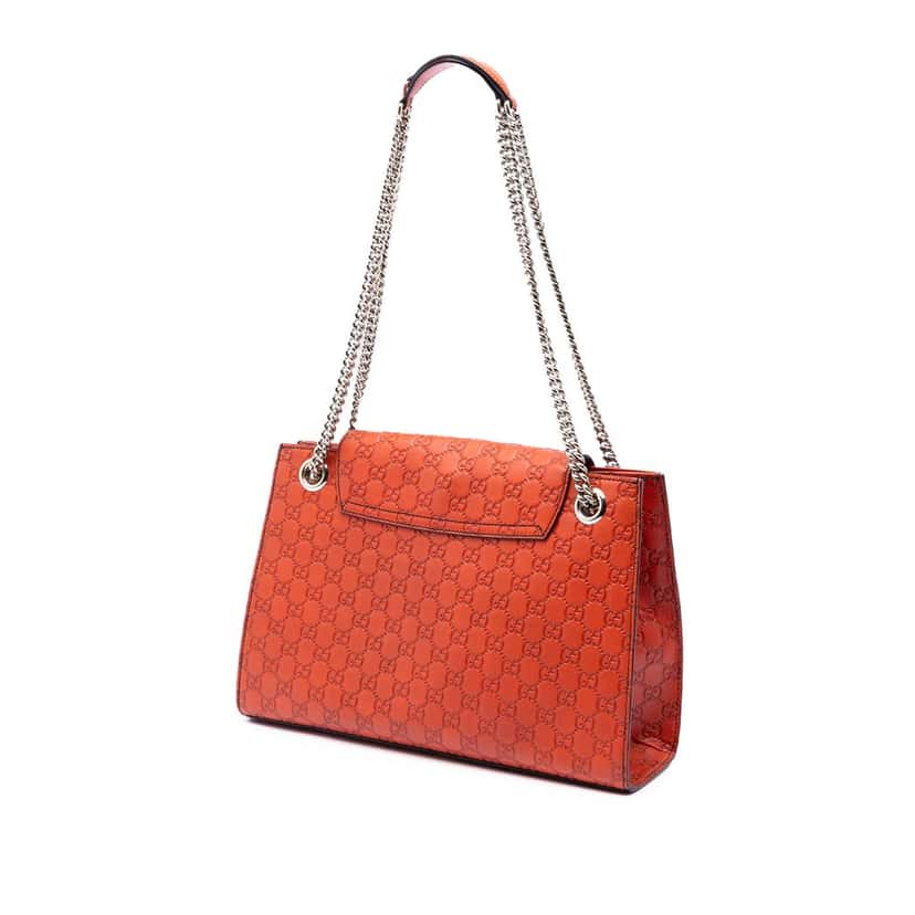 Gucci Large Guccissima Emily Shoulder Bag Orange Leather Very good condition - Back View