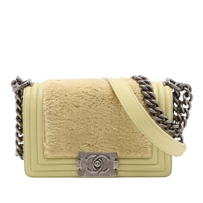 Chanel Small Shearling Boy Flap Yellow Very good condition - Front View