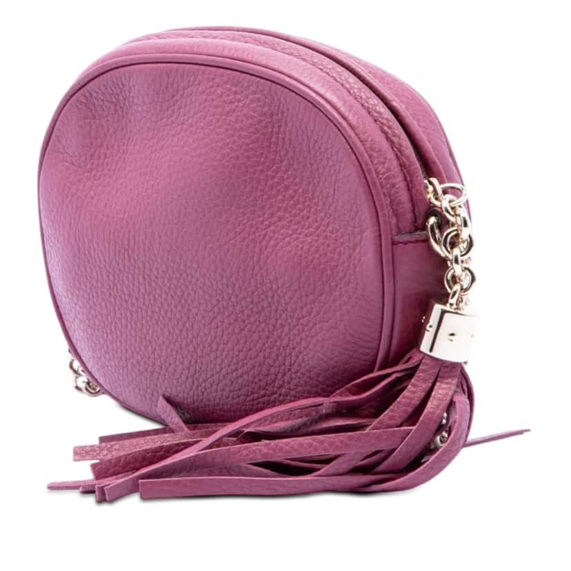 Gucci Mini Pebbled Calfskin Soho Chain Crossbody Pink Leather Very good condition - Back View