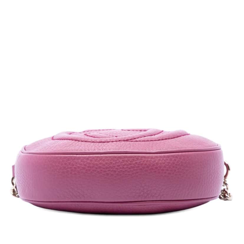 Gucci Mini Pebbled Calfskin Soho Chain Crossbody Pink Leather Very good condition - Inside View