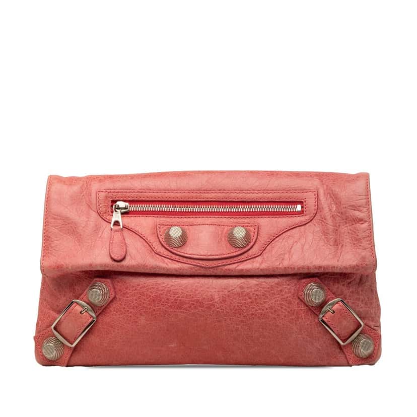 Balenciaga Lambskin Motocross Giant 12 Envelope Clutch Pink Leather Very good condition - Front View