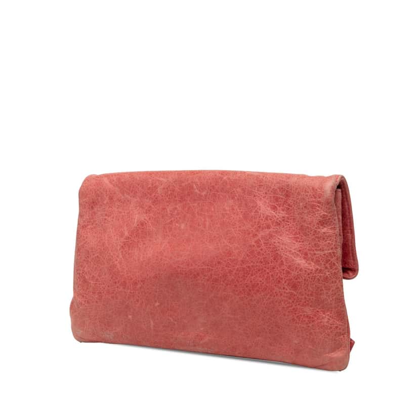 Balenciaga Lambskin Motocross Giant 12 Envelope Clutch Pink Leather Very good condition - Back View
