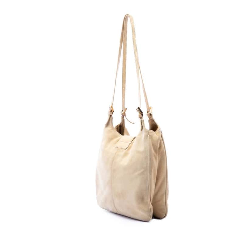 Fendi Suede FF Shoulder Bag Beige Leather Very good condition - Back View