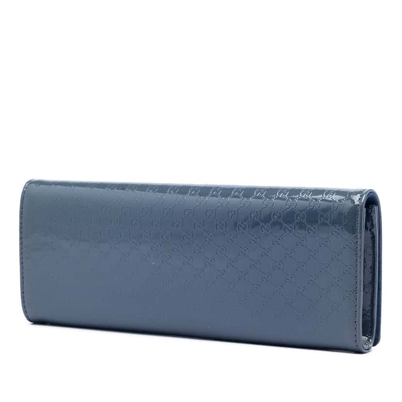 Gucci Microguccissima Patent Broadway Clutch Blue Leather Very good condition - Back View