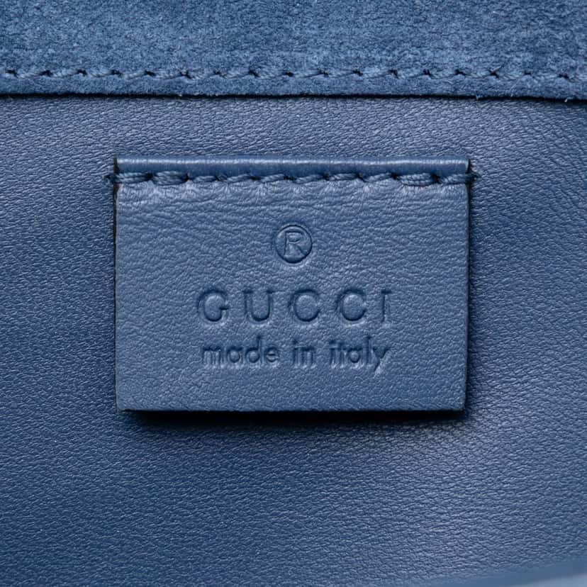 Gucci Microguccissima Patent Broadway Clutch Blue Leather Very good condition - Box View