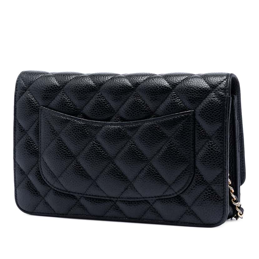 Chanel CC Quilted Caviar Wallet on Chain Black Leather Very good condition - Back View