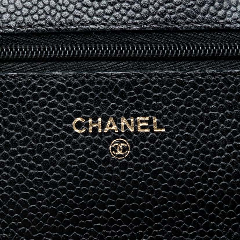 Chanel CC Quilted Caviar Wallet on Chain Black Leather Very good condition - Box View