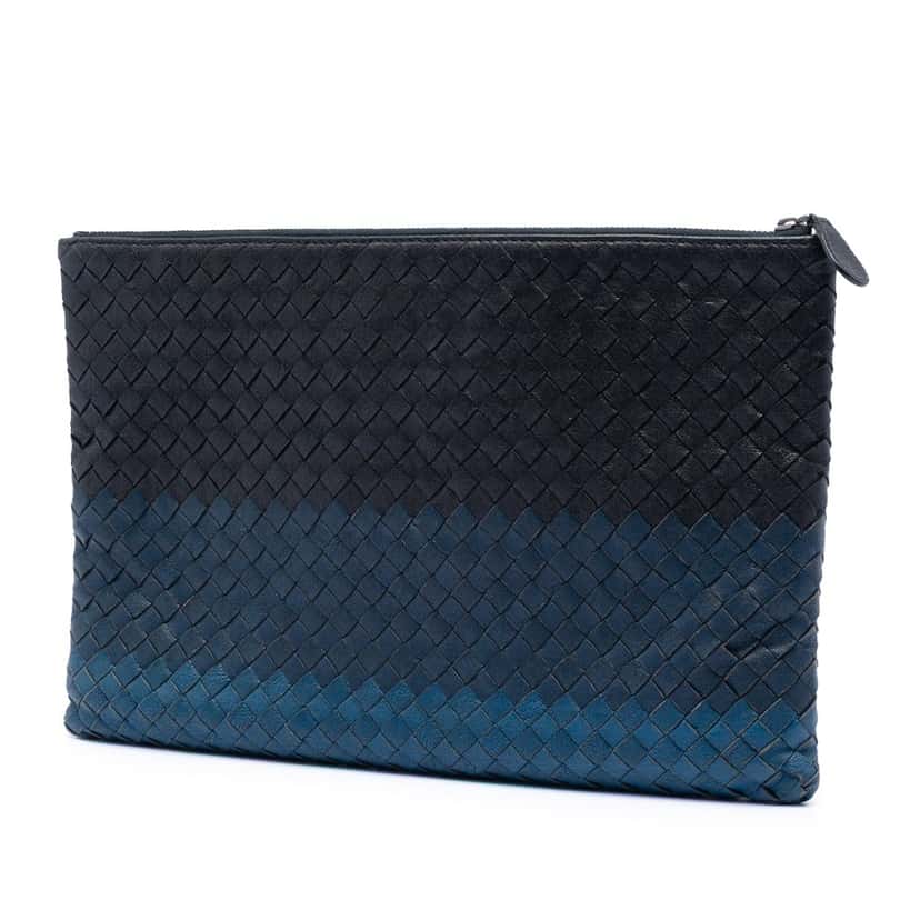 Bottega Veneta Bicolor Nappa Intrecciato Clutch Black Leather Very good condition - Back View