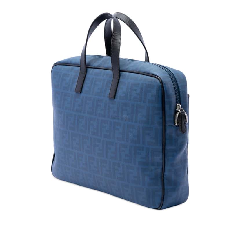 Fendi Zucca Coated Canvas Business Bag Blue Very good condition - Back View