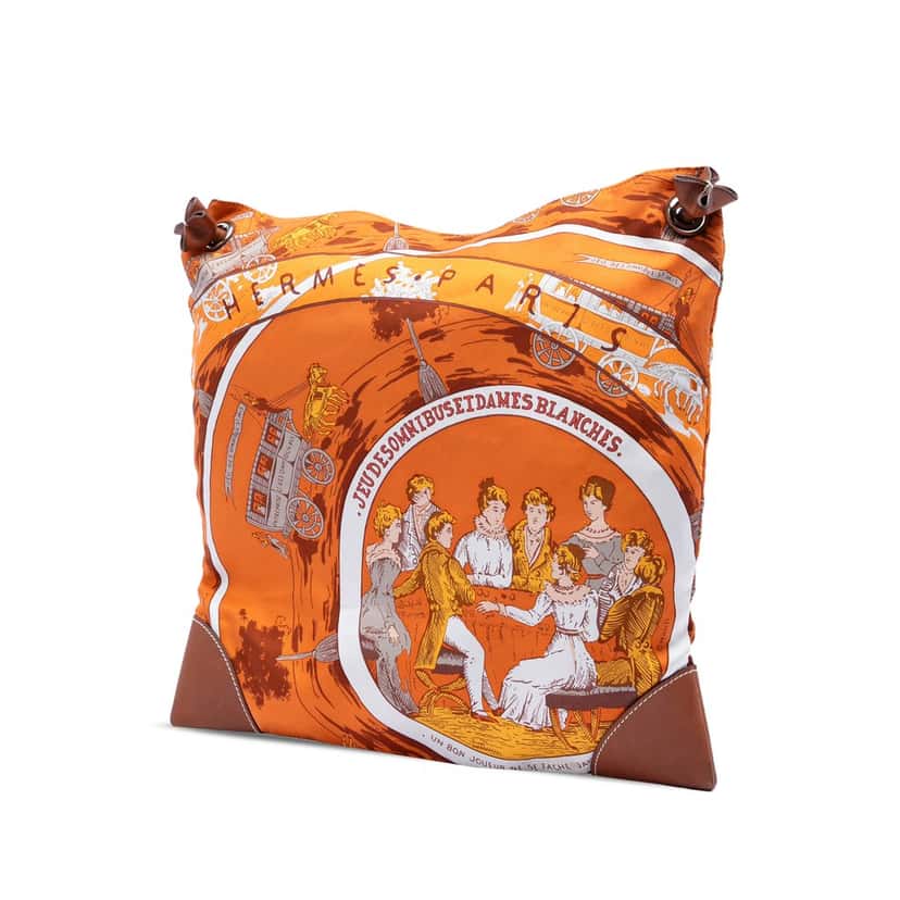 Hermès Silk and Barenia Jeu des Omnibus et des Dames Blanches Silky City PM Orange Very good condition - Back View