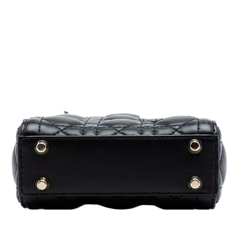 Dior Micro Lambskin Cannage Lady Dior Black Leather Very good condition - Inside View