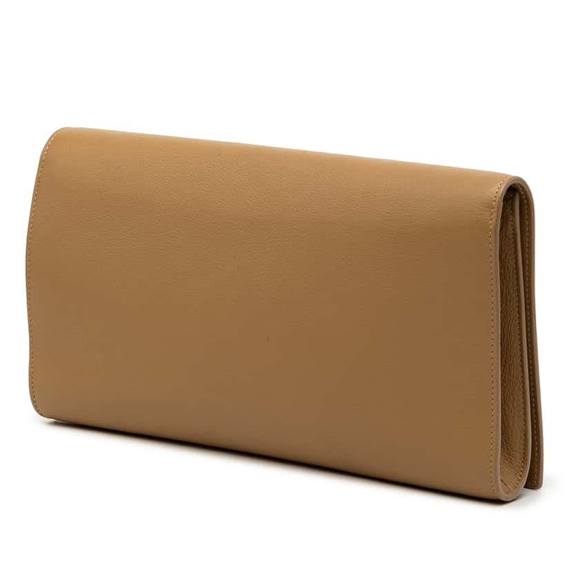 Saint Laurent Large Calfskin Monogram Belle De Jour Clutch Brown Leather Very good condition - Back View