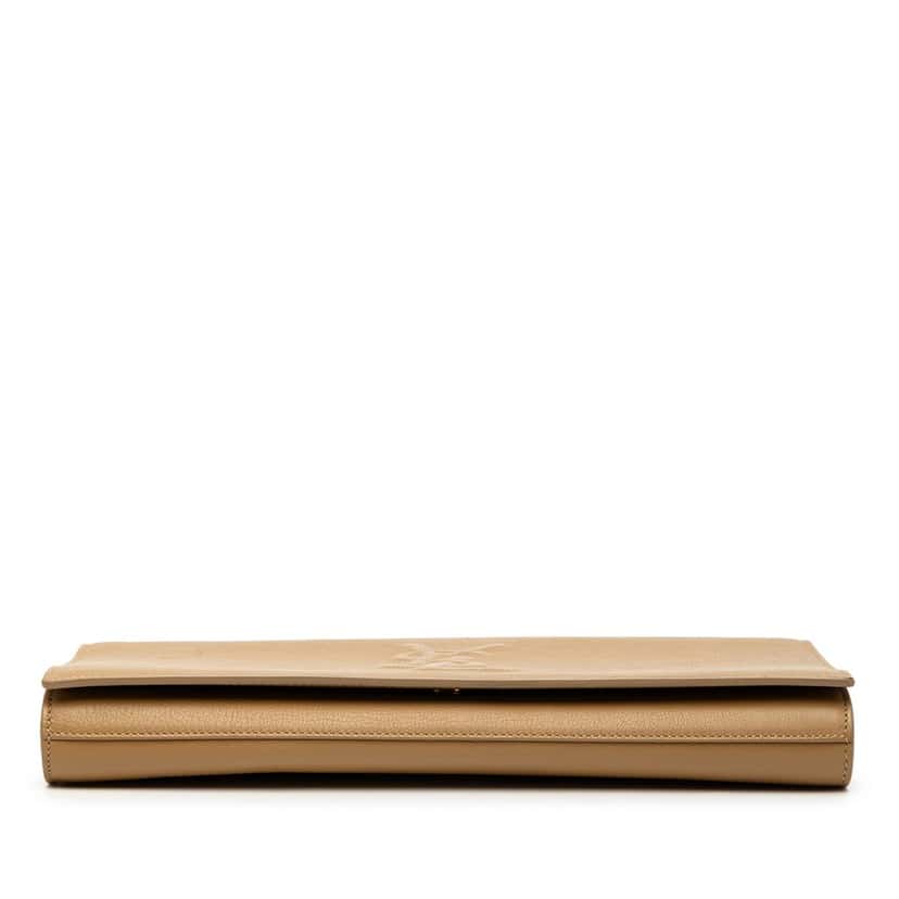 Saint Laurent Large Calfskin Monogram Belle De Jour Clutch Brown Leather Very good condition - Inside View