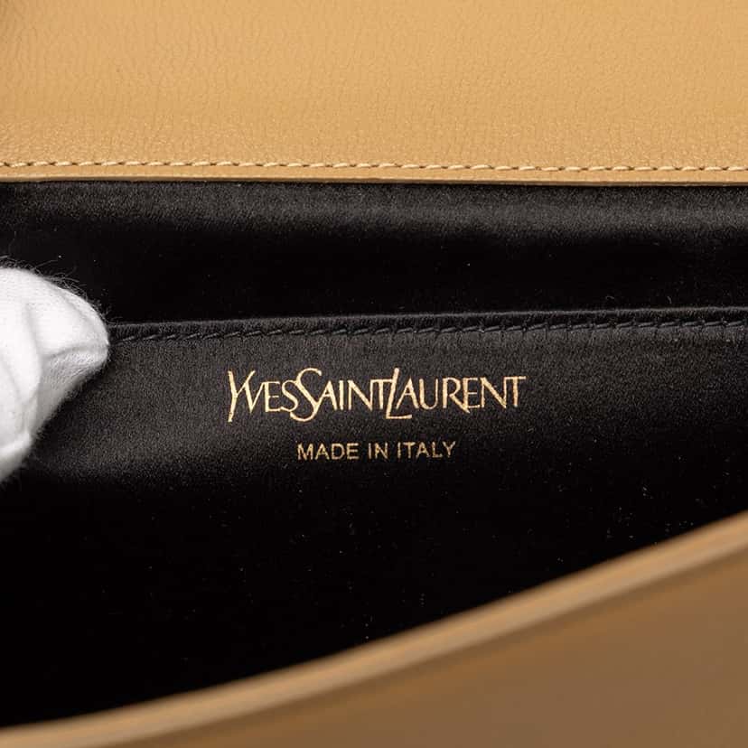 Saint Laurent Large Calfskin Monogram Belle De Jour Clutch Brown Leather Very good condition - Box View