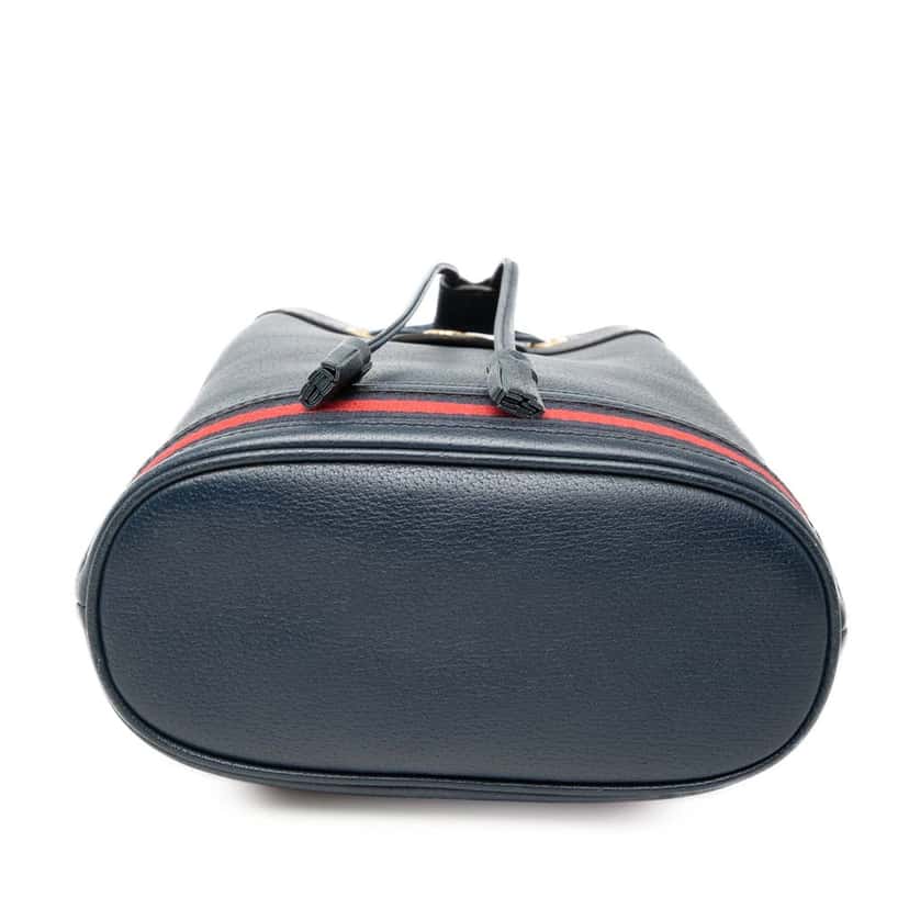 Gucci GG Web Ophidia Bucket Bag Blue Leather Very good condition - Inside View