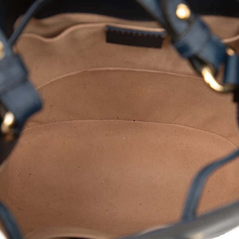 Gucci GG Web Ophidia Bucket Bag Blue Leather Very good condition - Model View