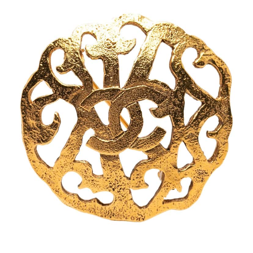 Chanel CC Gold Plated Brooch Gold Metal Very good condition - Front View