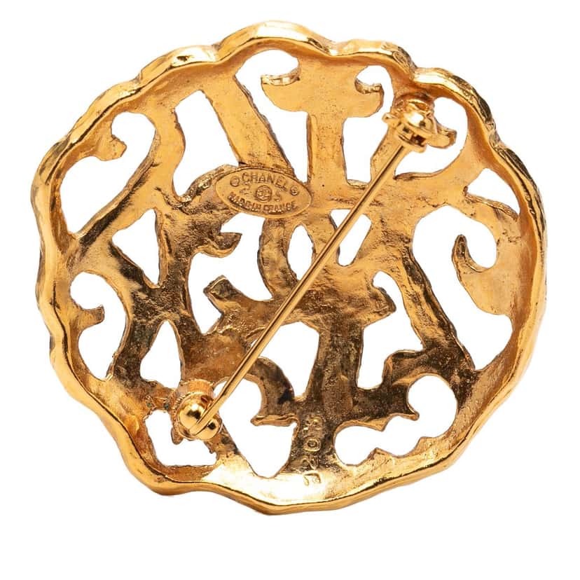 Chanel CC Gold Plated Brooch Gold Metal Very good condition - Back View