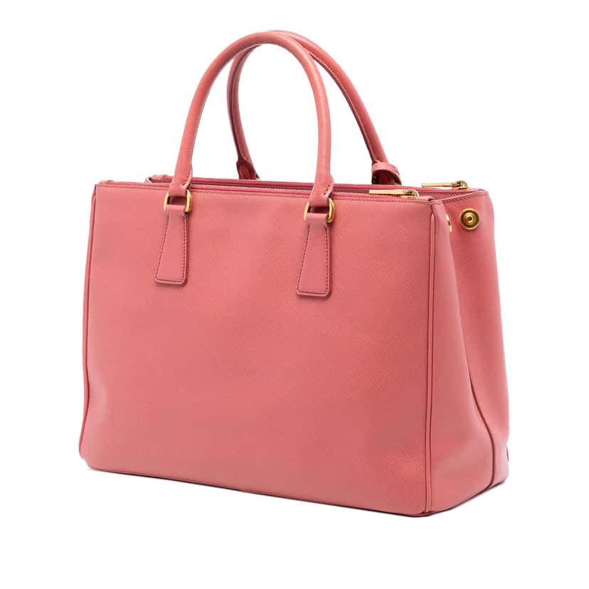 Prada Saffiano Lux Galleria Double Zip Front Pocket Satchel Pink Leather Very good condition - Back View