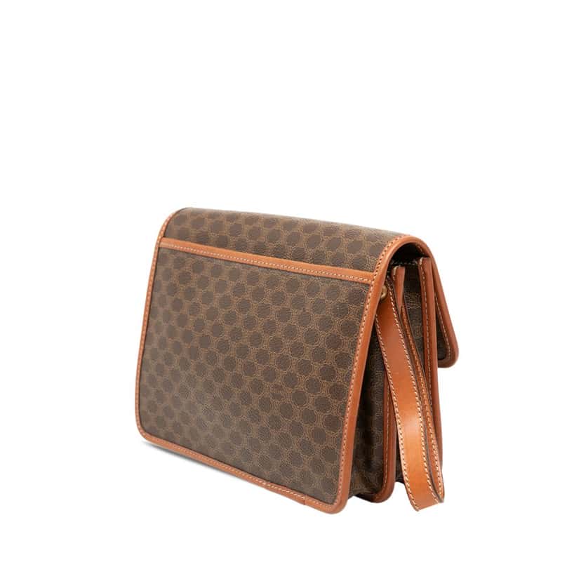 Celine Macadam Coated Canvas Clutch Brown Very good condition - Back View