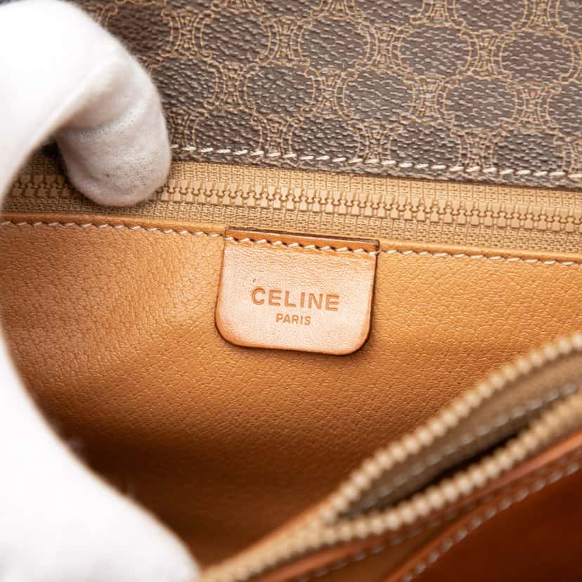 Celine Macadam Coated Canvas Clutch Brown Very good condition - Box View