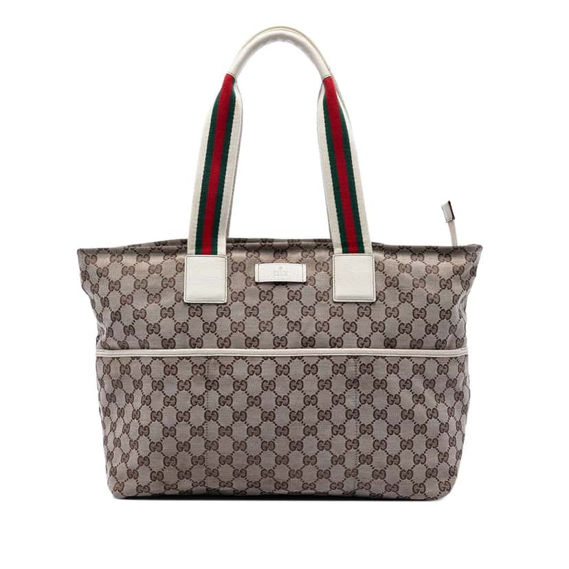 Gucci GG Canvas Web Tote Beige Very good condition - Front View