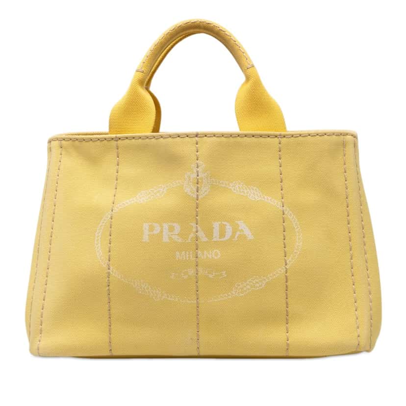 Prada Small Canvas Canapa Logo Satchel Yellow Very good condition - Front View