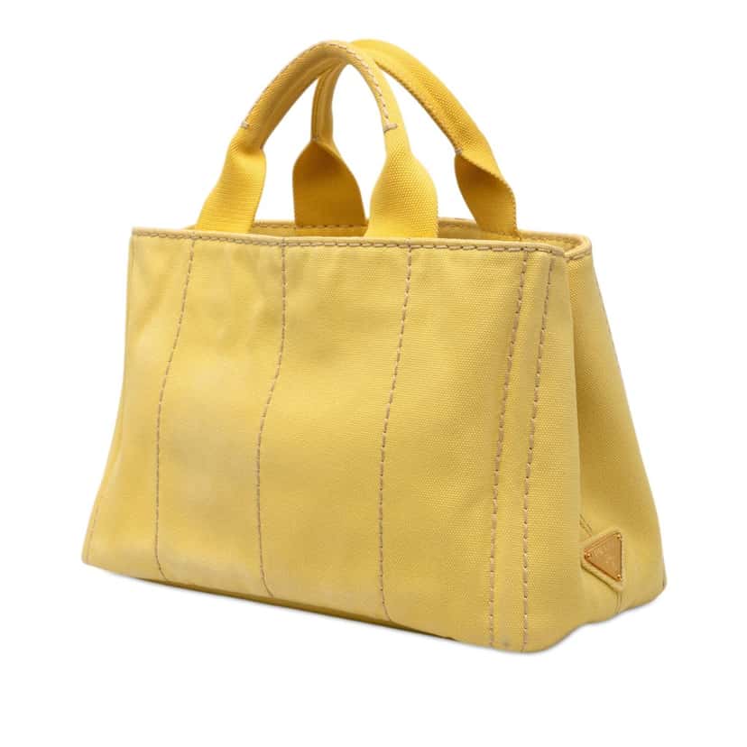 Prada Small Canvas Canapa Logo Satchel Yellow Very good condition - Back View