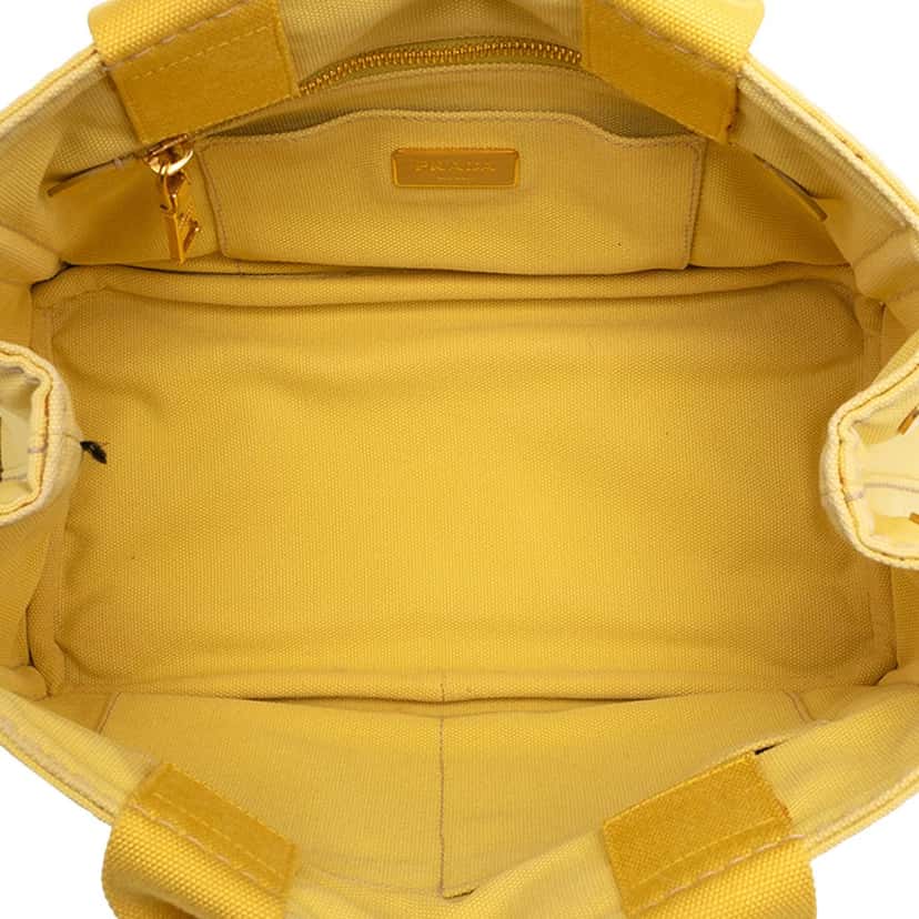 Prada Small Canvas Canapa Logo Satchel Yellow Very good condition - Model View