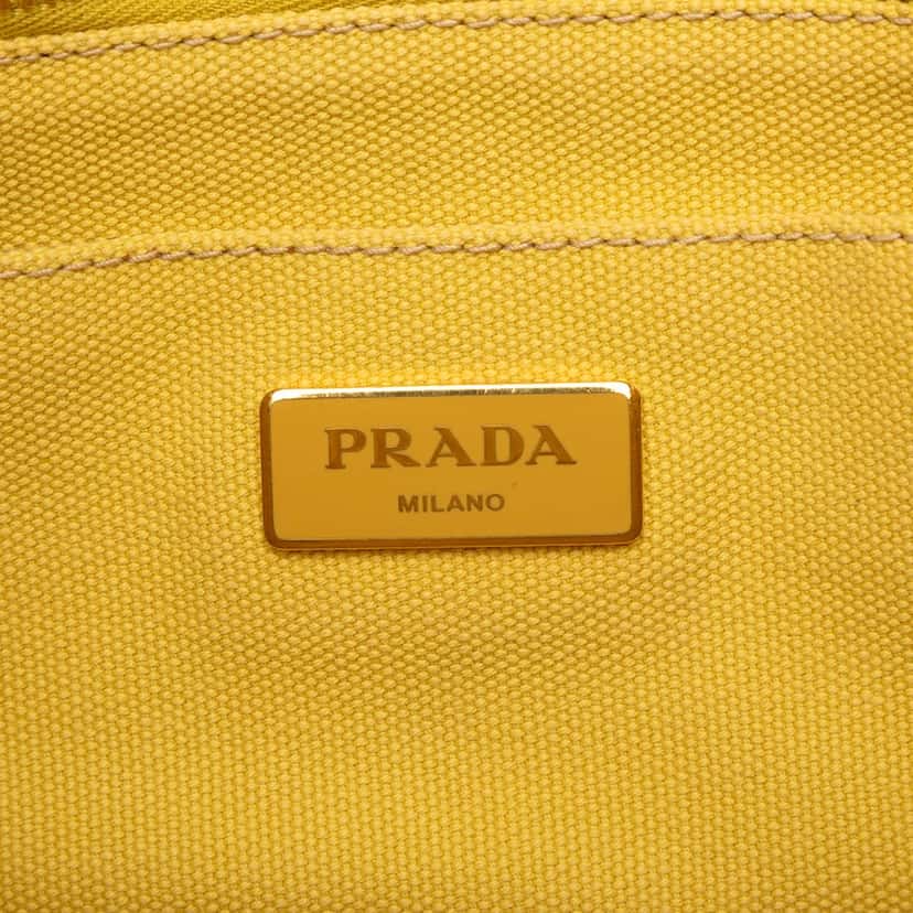 Prada Small Canvas Canapa Logo Satchel Yellow Very good condition - Box View