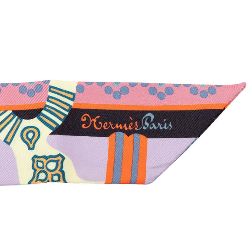 Hermès Fantaisie d Etriers Silk Twilly Scarf Blue Never worn - Box View