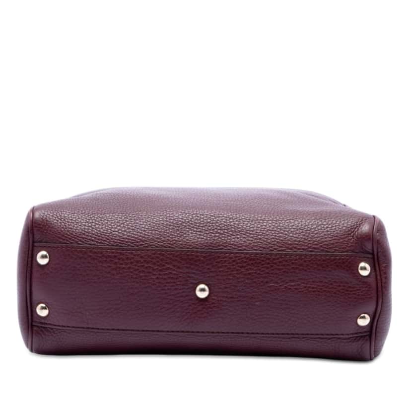 Gucci Small Calfskin Bamboo Shopper Satchel Purple Leather Very good condition - Inside View