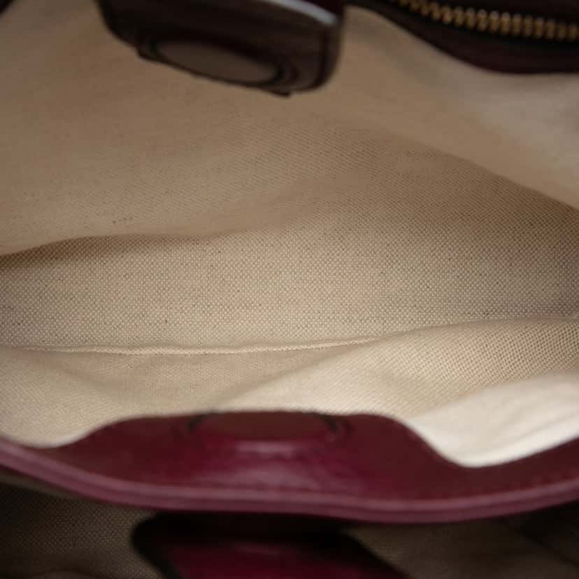 Gucci Small Calfskin Bamboo Shopper Satchel Purple Leather Very good condition - Model View