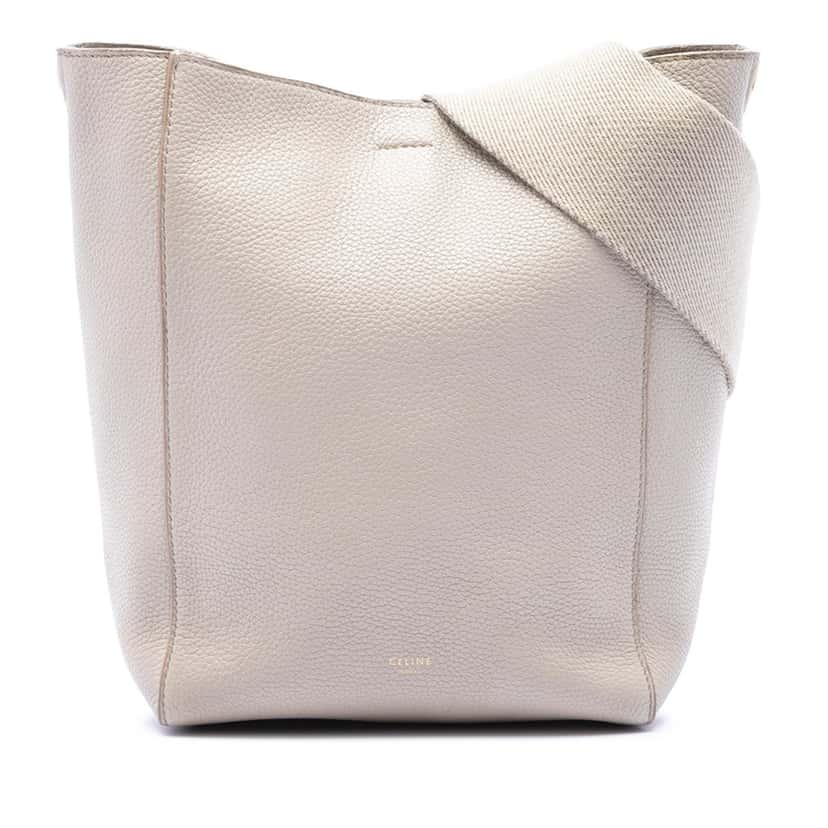 Celine Small Soft Grained Calfskin Seau Sangle Bucket Bag Brown Leather Very good condition - Front View
