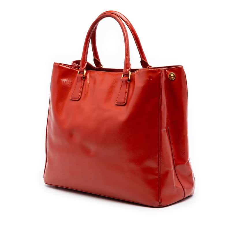 Prada Large Saffiano Vernice Galleria Satchel Orange Leather Very good condition - Back View