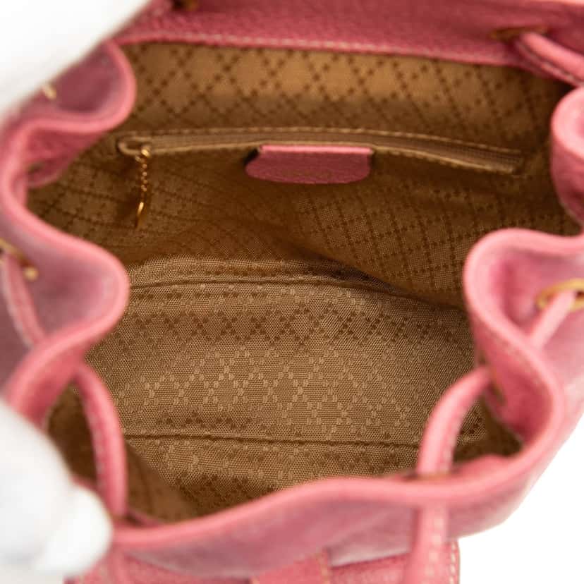 Gucci Suede Bamboo Backpack Pink Leather Very good condition - Model View