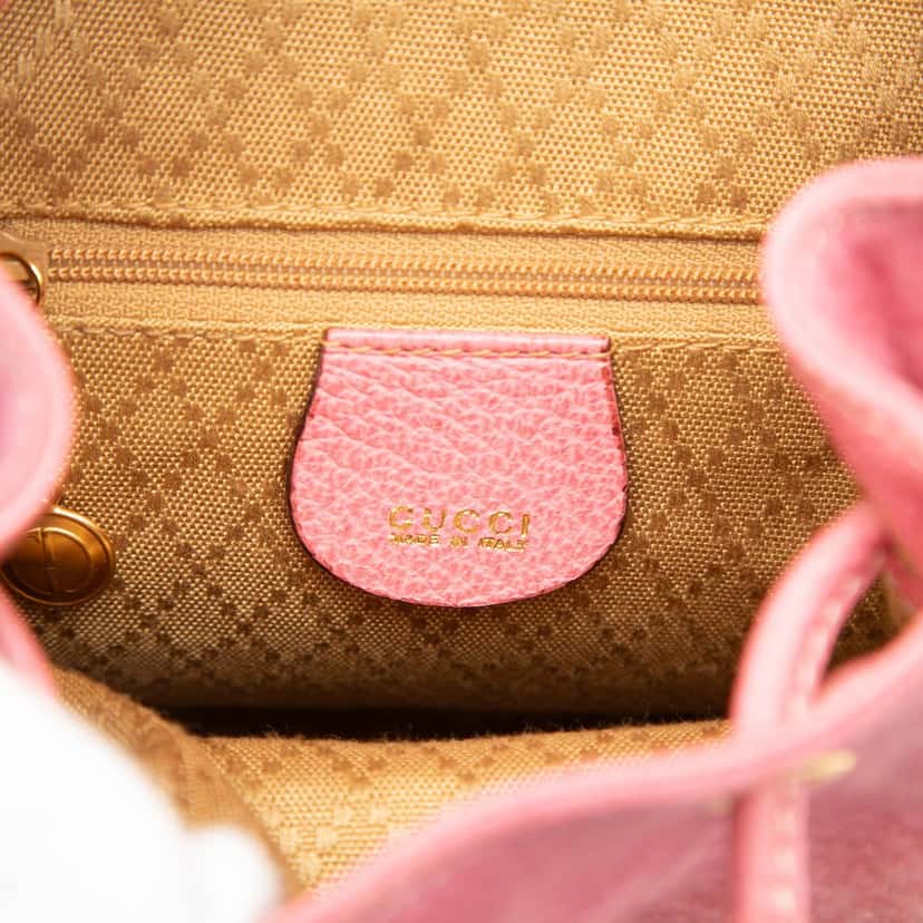 Gucci Suede Bamboo Backpack Pink Leather Very good condition - Box View