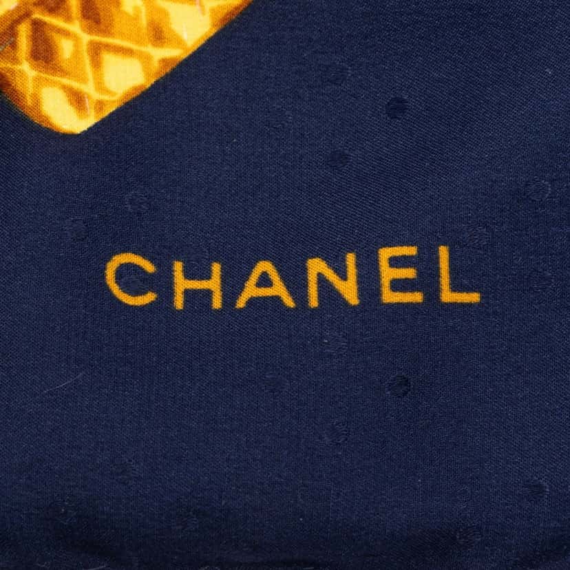 Chanel CC Charms Print Silk Scarf Blue Very good condition - Back View