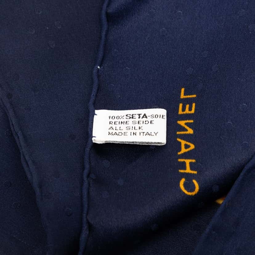 Chanel CC Charms Print Silk Scarf Blue Very good condition - Model View
