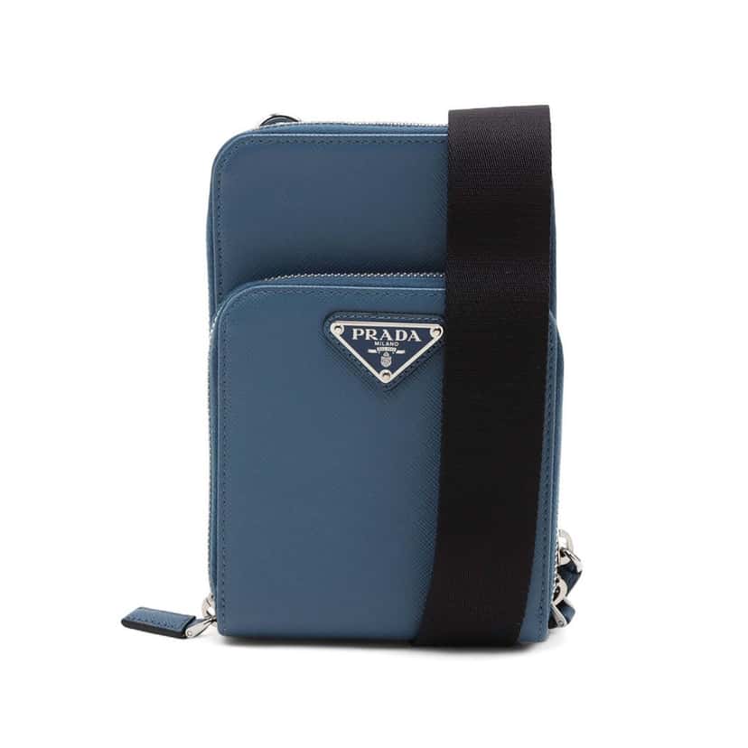 Prada Saffiano Smartphone Case Blue Leather Very good condition - Front View